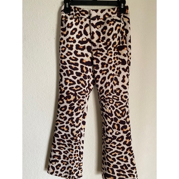 $345 LE SUPERBE CATHOUSE Leopard Flared Ankle Pants Old Money Mob Wife Size 0 - Picture 2 of 13
